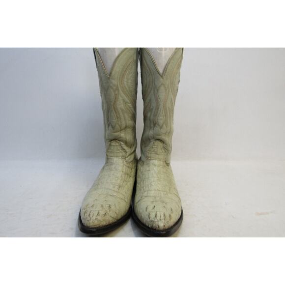 Rodeo Bravo Mens Size 8.5 D / 27.5 MEX Cream Leather Caiman Cowboy Western Boots - Picture 5 of 11